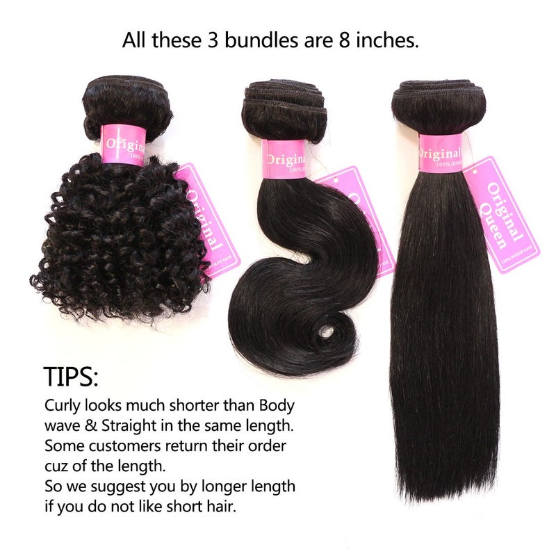 Original Queen 100% Brazilian Unprocessed Virgin Kinky Curly Human Hair Weave 3 Bundles Deep Curly Hair Extensions Mixed Length 8 8 8inches by Original Queen - Image 5